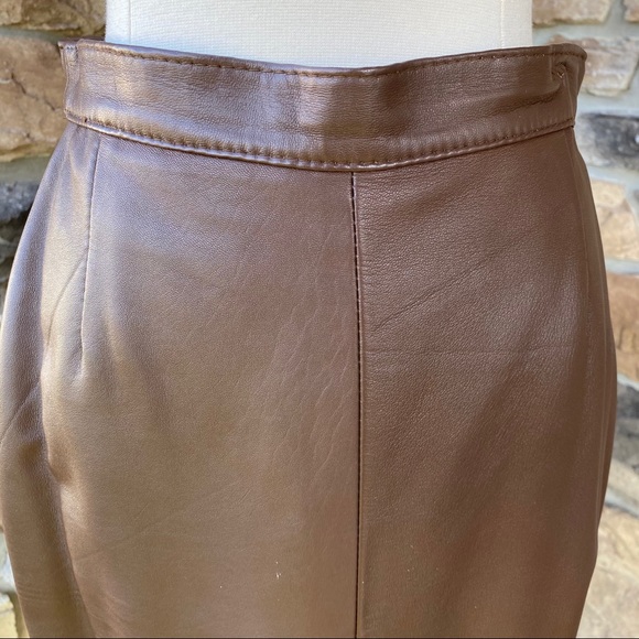Vintage Brown Leather Skirt - Picture 5 of 6